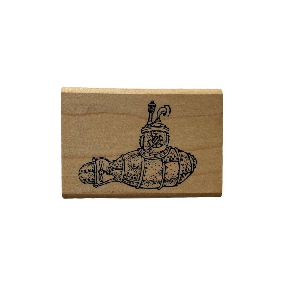 Vintage Wood Block Rubber Stamp Hamilton Arts Submarine Nautical Boat